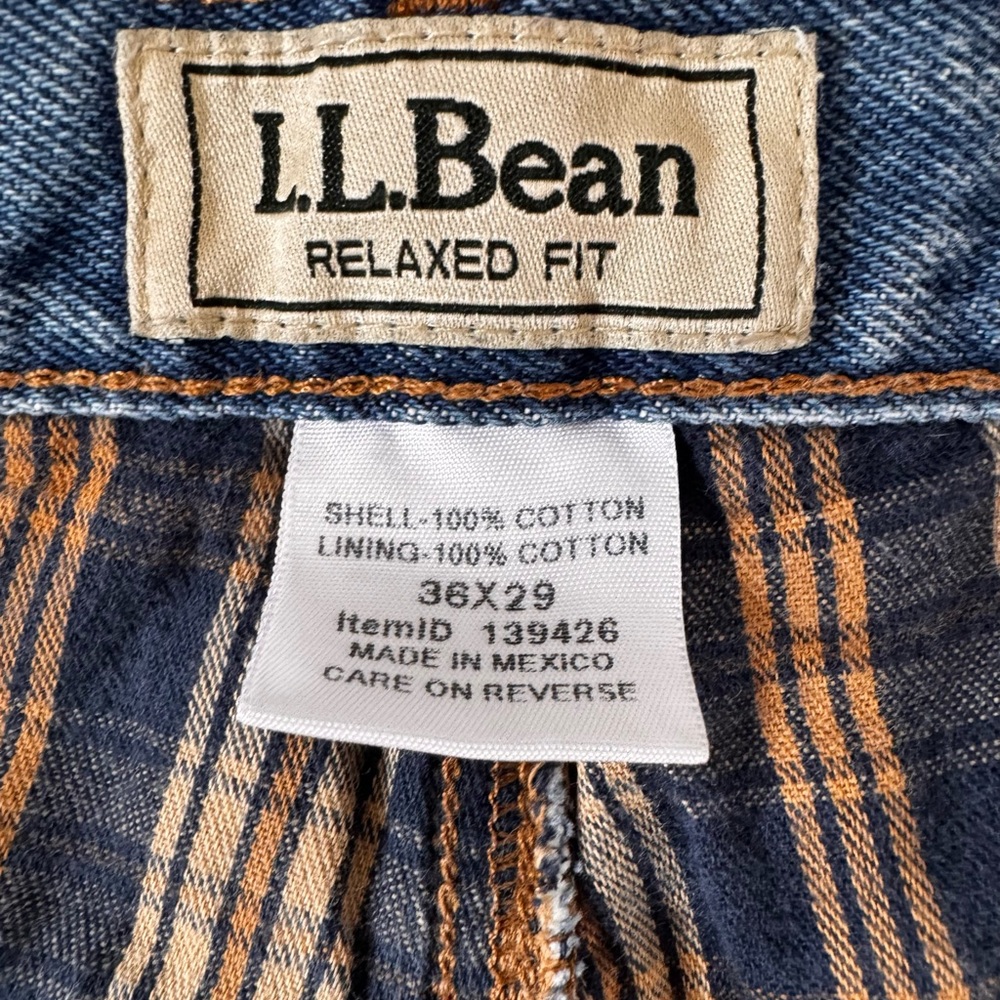 Vintage LL Bean Flannel Lined Jeans Mens 33 x 29 Blue Denim Straight Leg USA 90s - Picture 9 of 12